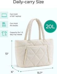 BAGSMART Tote Bag for Women, Puffer Tote Bag for Work Large Shoulder Bag