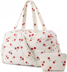 BAGSMART Gym Bag for Women, 2-PC Puffer Travel Duffle Bag Carry On Tote Bag