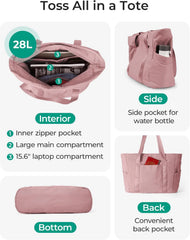 BAGSMART Gym Tote Bag for Women, 24L/28L Travel Tote Yoga Mat Bag