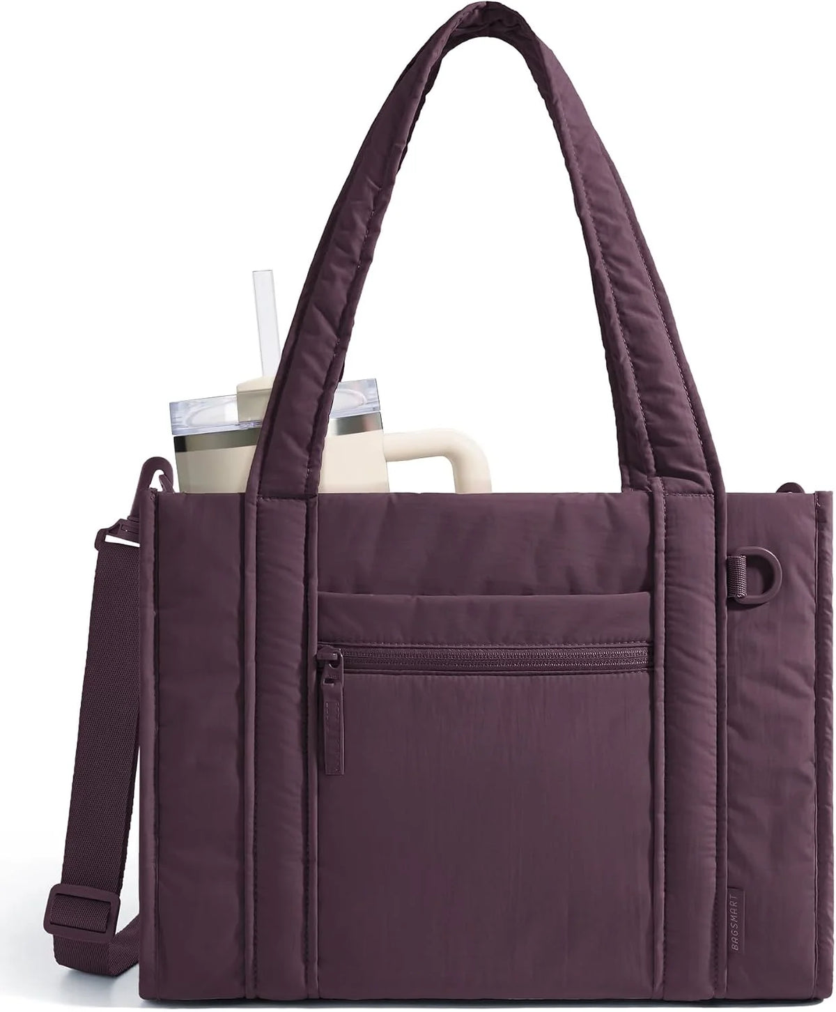 BAGSMART Boxy Tote Bag for Women, Crossbody Work Bag with Zipper