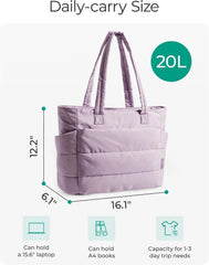 BAGSMART Puffy Tote Bag for Women, Lightweight Work Tote Handbag