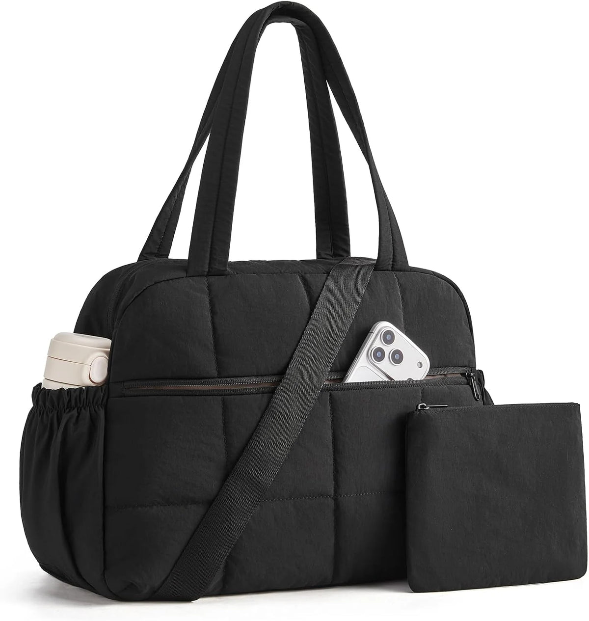 BAGSMART Small Gym Bag for Women, 2 Set Travel Duffel Bags, Black