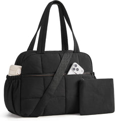 BAGSMART Small Gym Bag for Women, 2 Set Travel Duffel Bags, Black