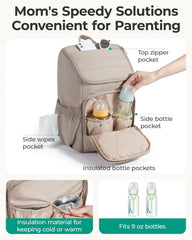 BAGSMART Diaper Bag Backpack with Changing Pad, Insulated Bottle Holders