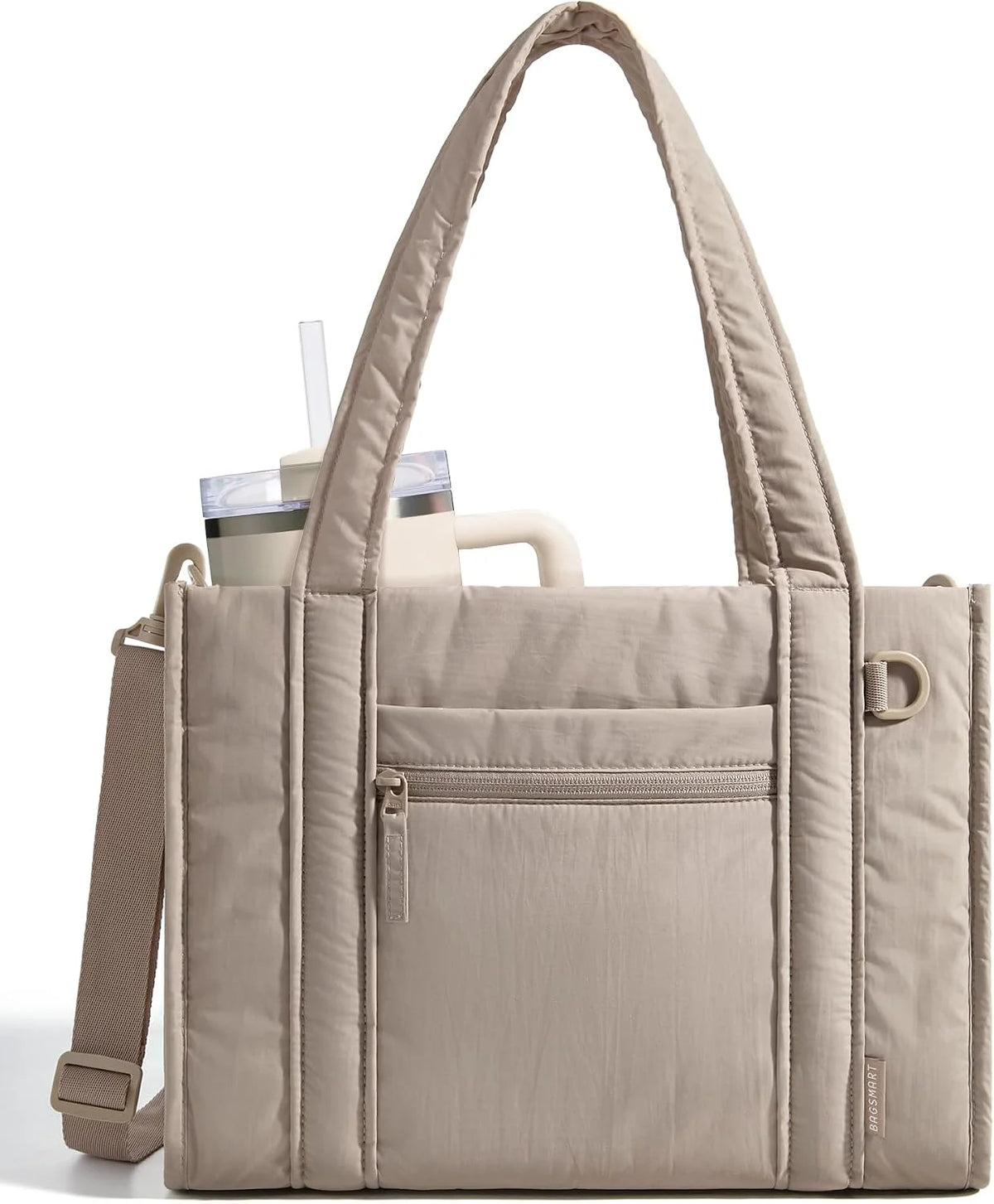 BAGSMART Boxy Tote Bag for Women, Crossbody Work Bag with Zipper