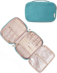 BAGSMART Travel Jewelry Organizer, Tangle-free Necklaces Case,Teal