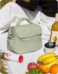BAGSMART Insulated Lunch Bags for Women, Cute Quilted Lunch Box, Sage Green