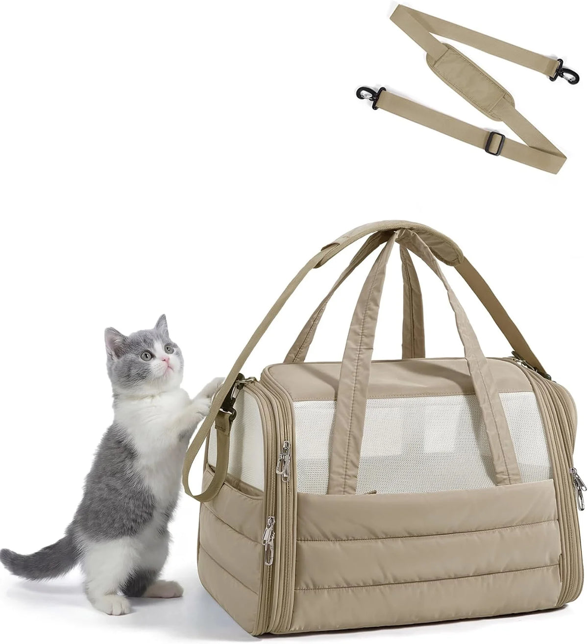 BAGSMART Cat Carrier Soft-Sided Puffy Quilted Collapsible Pet Travel Bag