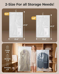 BAGSMART Hanging Vacuum Storage Bags For Clothes, Hand Pump Included