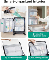 BAGSMART 20" Expandable Top-Opening Carry-On, Double Spinner, TSA, Black