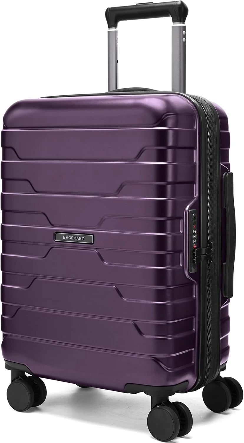 BAGSMART Carry-On Luggage 20" Expandable Spinner 22x14x9,Purple