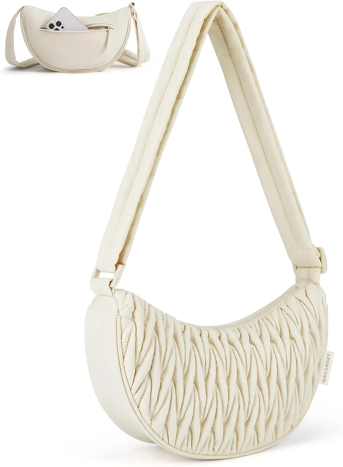 BAGSMART Small Crossbody Bag for Women Men Trendy，Quilted Crossbody Hobo Bag with Adjustable Strap and Inner Pockets