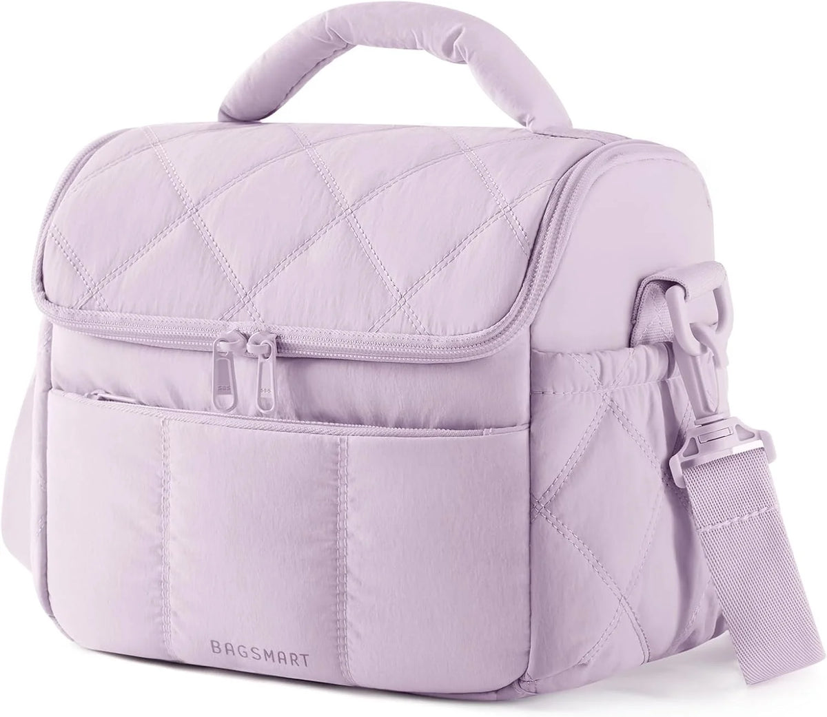 BAGSMART Insulated Lunch Bags for Women, Cute Quilted Lunch Box, Purple