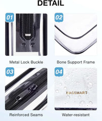 BAGSMART Clear Toiletry Bag 2-Pack TSA Approved Water-Repellent, Black