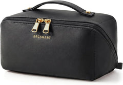 BAGSMART Makeup Bag Travel Cosmetic Bag,Women Toiletry Case, Brushes, Black
