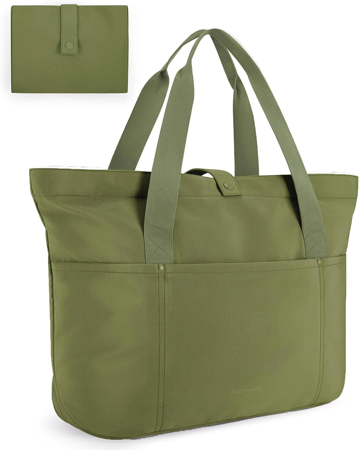 BAGSMART Tote Bag for Women, Foldable Tote Bag With Zipper Travel Shoulder Bag Handbag for Work