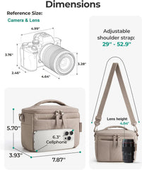 BAGSMART 2 in 1 Quilted Camera Sling Bag for Mirrorless Camera, Camel