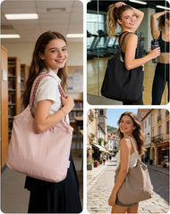 BAGSMART Tote Bag for Women, Travel Tote Beach Bag with Zipper for Gym