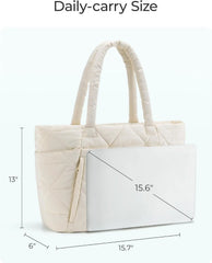 BAGSMART Tote Bag for Women, Puffer Tote Bag for Work Large Shoulder Bag