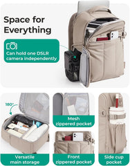 BAGSMART Camera Backpack for Women with Laptop Compartment, Coffee Brown