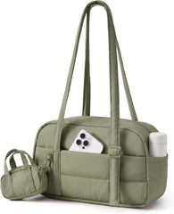 BAGSMART Purses for Women, Puffer Shoulder Bag Small Tote Handbags Lightweight