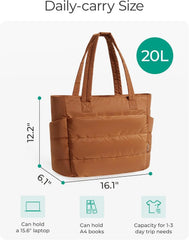 BAGSMART Puffy Tote Bag for Women, Lightweight Work Tote Handbag