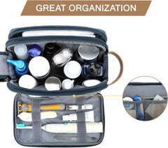 BAGSMART Toiletry Bag for Men, Canvas Travel Toiletry Organizer Dopp Kit Water-resistant Shaving Bag for Toiletries Accessories,Navy Blue-Medium