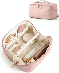 BAGSMART Makeup Bag Travel Cosmetic Bag,Women Toiletry Case, Brushes, Pink