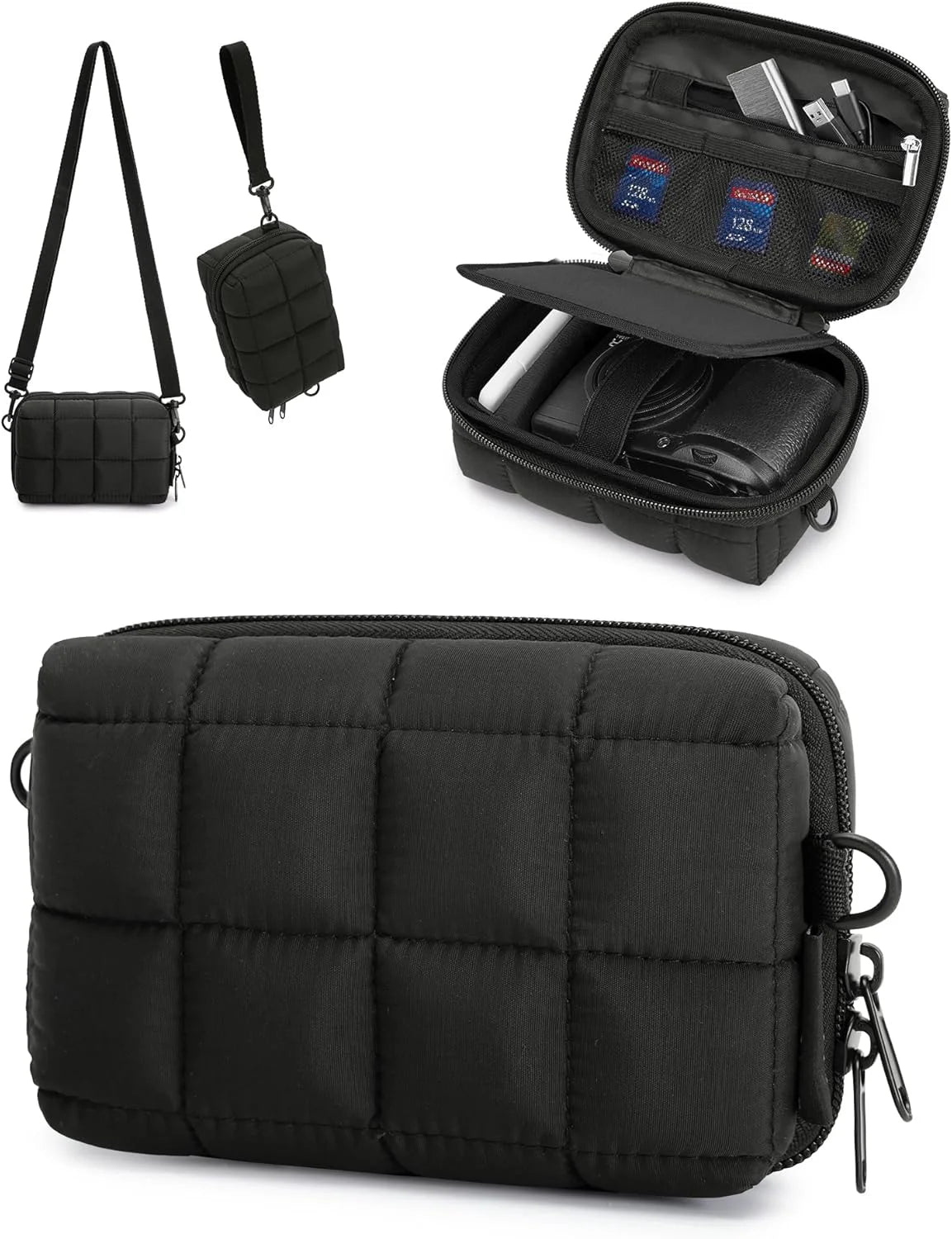 BAGSMART Small Puffy Digital Camera Case, Water-repellent, Black
