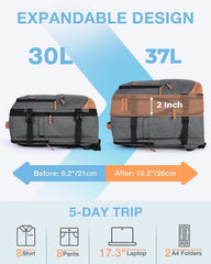 BAGSMART 37L Expandable Travel Backpack Compression Carry On Daypack