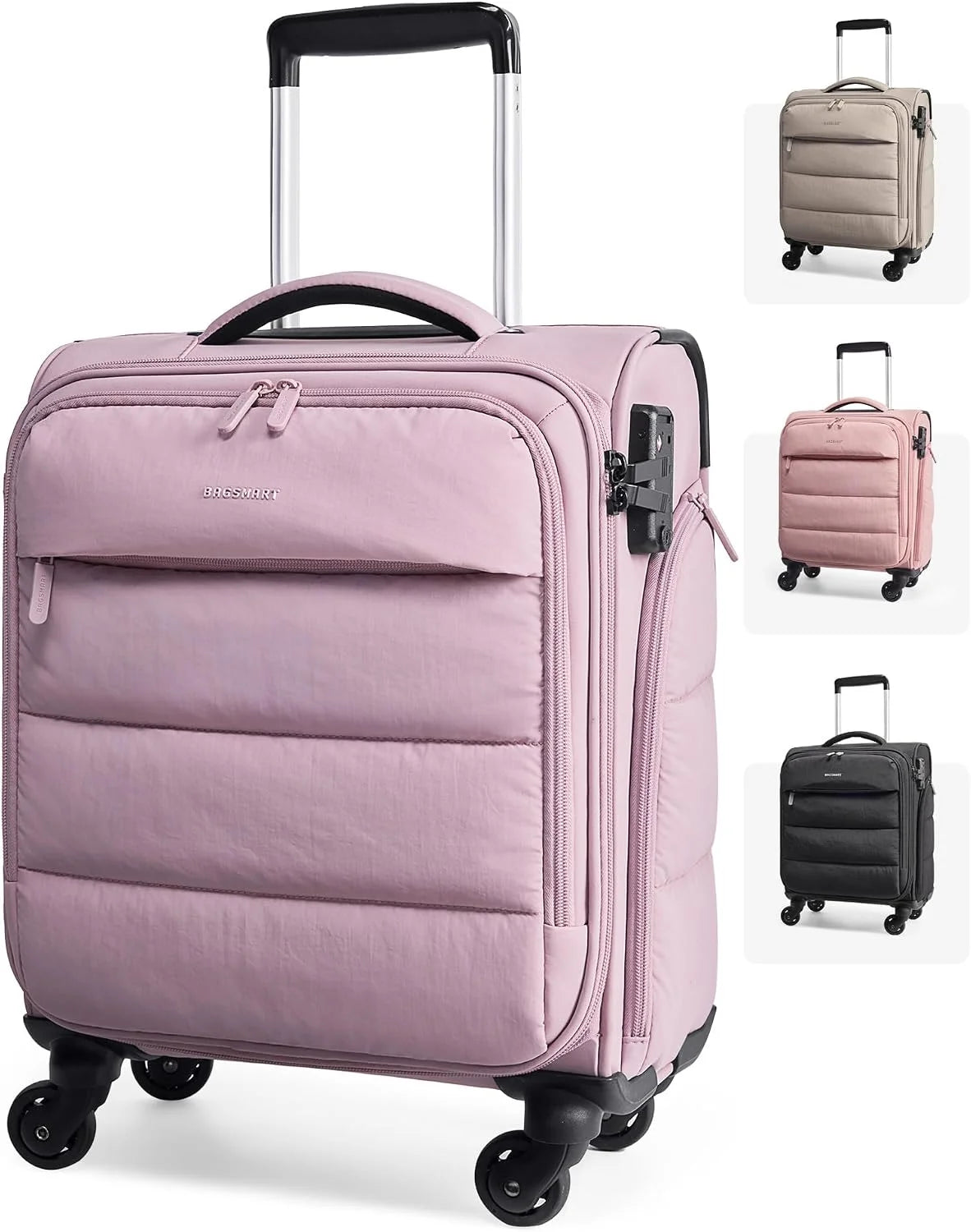 BAGSMART Softside Underseat Personal Item Suitcase with Wheels, Purple