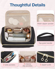 BAGSMART Travel Toiletry Bag for Women, Cosmetic Bag Makeup Bag Organizer with Handle, Travel Bag for Toiletries, Travel Accessories, Full Sized Container