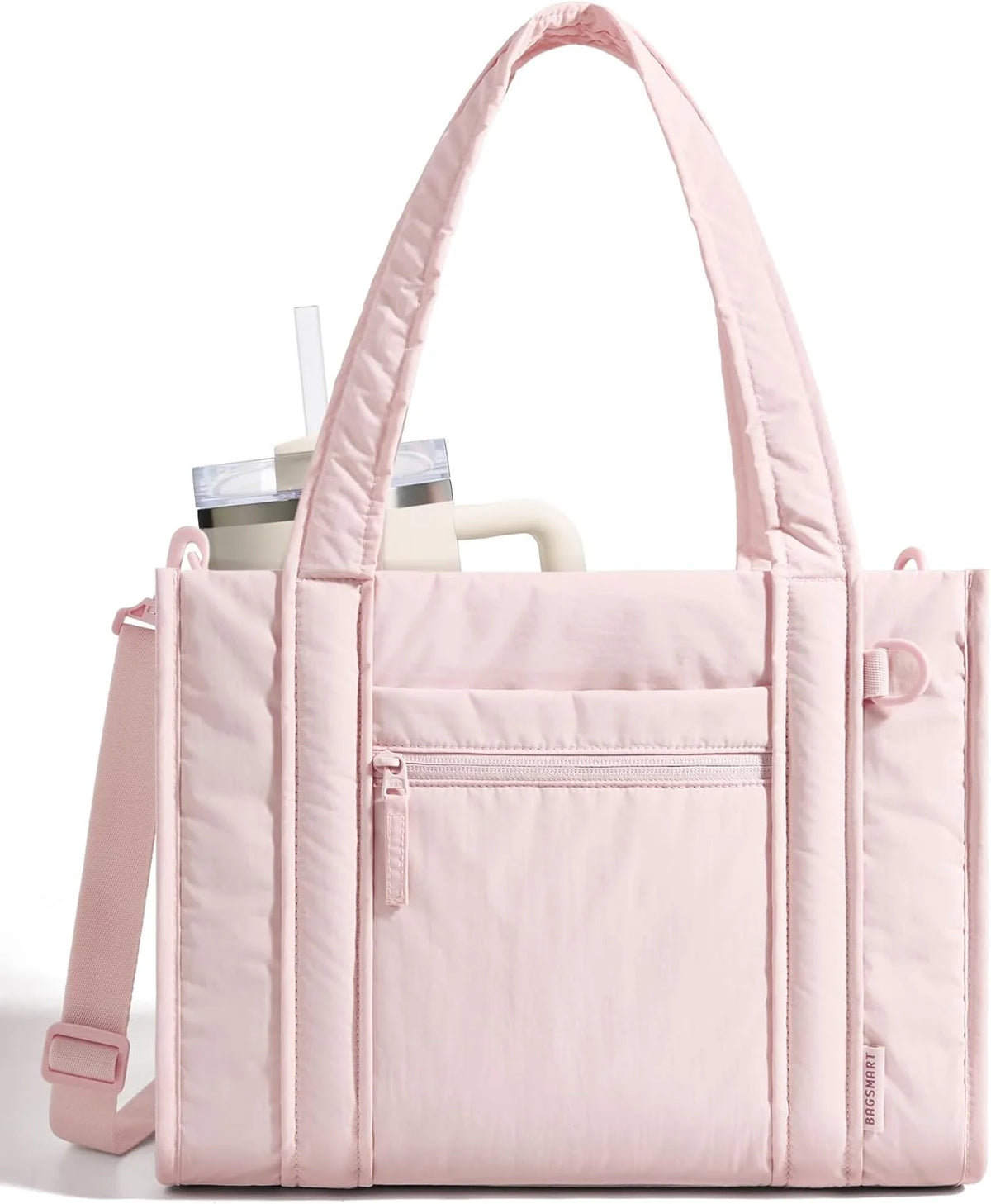 BAGSMART Boxy Tote Bag for Women, Crossbody Work Bag with Zipper