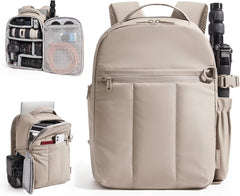 BAGSMART Small Camera Backpack for Women with Laptop Compartment, Brown