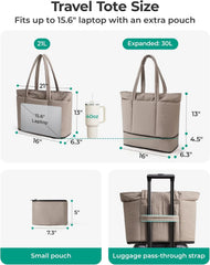 BAGSMART Puffer Tote Bag for Women, Expandable Teacher Handbag w/Pouch