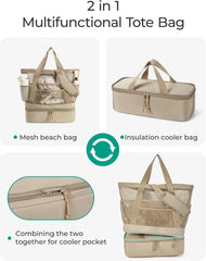 BAGSMART Beach Bag for Women, Large Beach Bag Swim Pool Bag