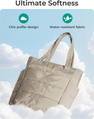 BAGSMART Puffy Tote Bag for Women, Lightweight Work Tote Handbag