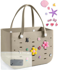 BAGSMART Beach Bag for Women, Water-resistant Rubber Tote Bag, Sandproof Vacation Essentials for Summer Swim Cruise Pool