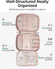 BAGSMART Travel Jewelry Organizer, Tangle-free Necklaces Case,Black