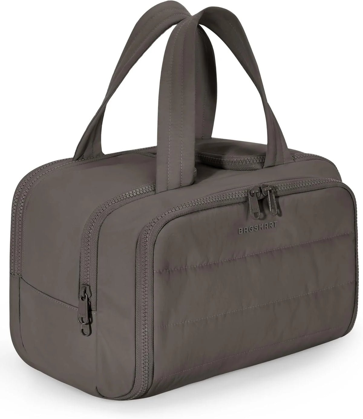 BAGSMART Travel Toiletry Bag, Crush Toiletry Bag for Women, Wide-open Puffy Toiletry Bags for Traveling, Large Travel Cosmetic Makeup Bag Organizer for Accessories,Toiletrie (Charcoal Gray)
