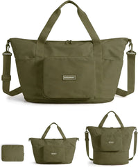 BAGSMART Foldable Travel Bag, 37L Expandable Personal Item Bag, Kelp Green