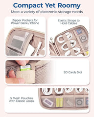 BAGSMART Electronics Organizer Case - Travel Accessories for Women, Cord Organizer for Phone, SD Card, Beige