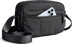 BAGSMART 2 in 1 Small Puffy Camera Sling Bag, Black