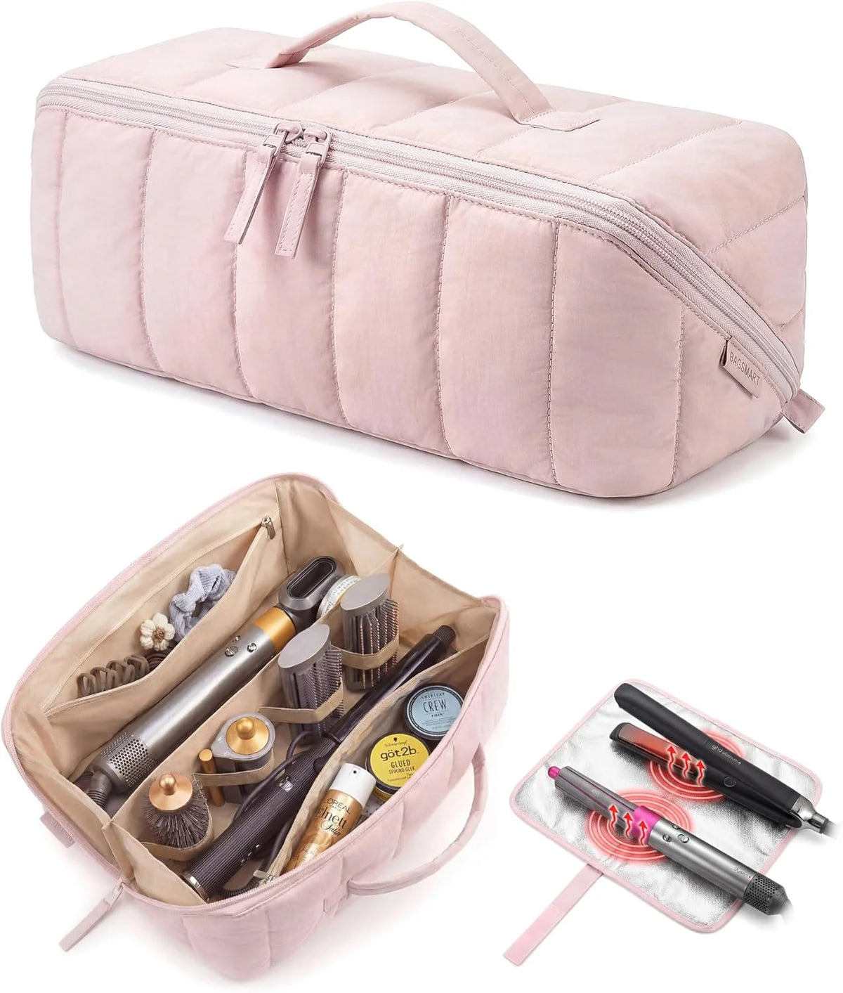 BAGSMART Hair Tool Travel Bag Compatible with Shark FlexStyle, Wide Open