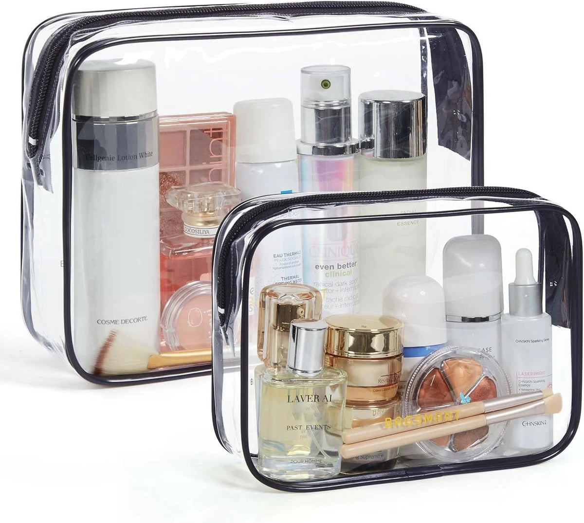 BAGSMART Clear Toiletry Bag 2-Pack TSA Approved Water-Repellent, Black