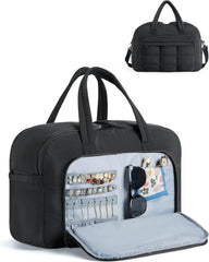 BAGSMART Travel Duffel Bag, Carry on Travel Bag with Jewelry Compartment, 35L Weekender Duffle for Women, Water Resistant, Black