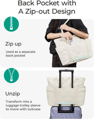 BAGSMART Crush Tote Bag for Women, 20L Puffer Work Tote with Zipper
