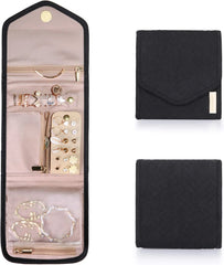 BAGSMART Travel Jewelry Organizer Case Foldable Jewelry Roll, Mini, Black