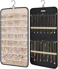 BAGSMART Hanging Jewelry Organizer Necklace/Earring/Ring 2-Sided M Black