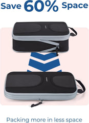 BAGSMART Compression Packing Cubes, 6 Set Packing Cubes for Suitcases, Lightweight Suitcases Organizers Bag Set & Compression Travel Cubes, Travel Essentials Packing Organizers Black